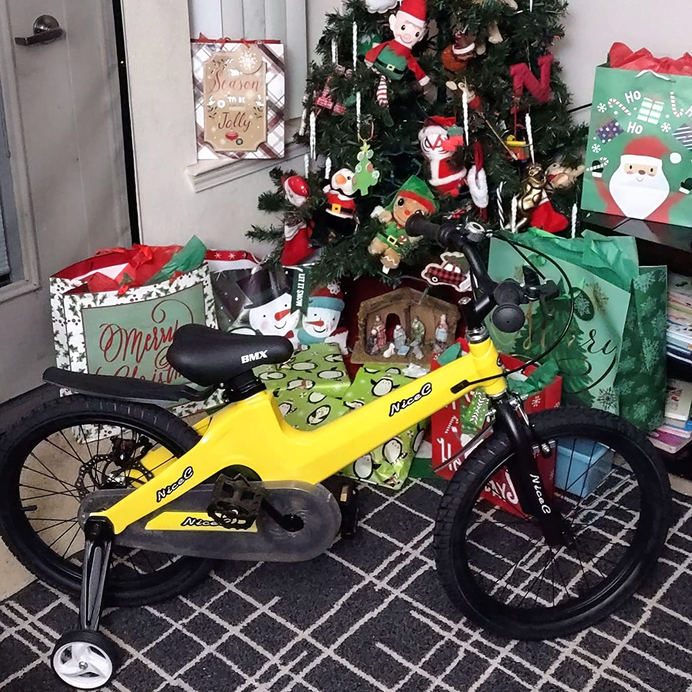 【Sports&Outdoors】Training Wheel Bike, Kids Bike Boys Girls, BMX Mountain with Dual Disc Brake 12-14-16-18 inch