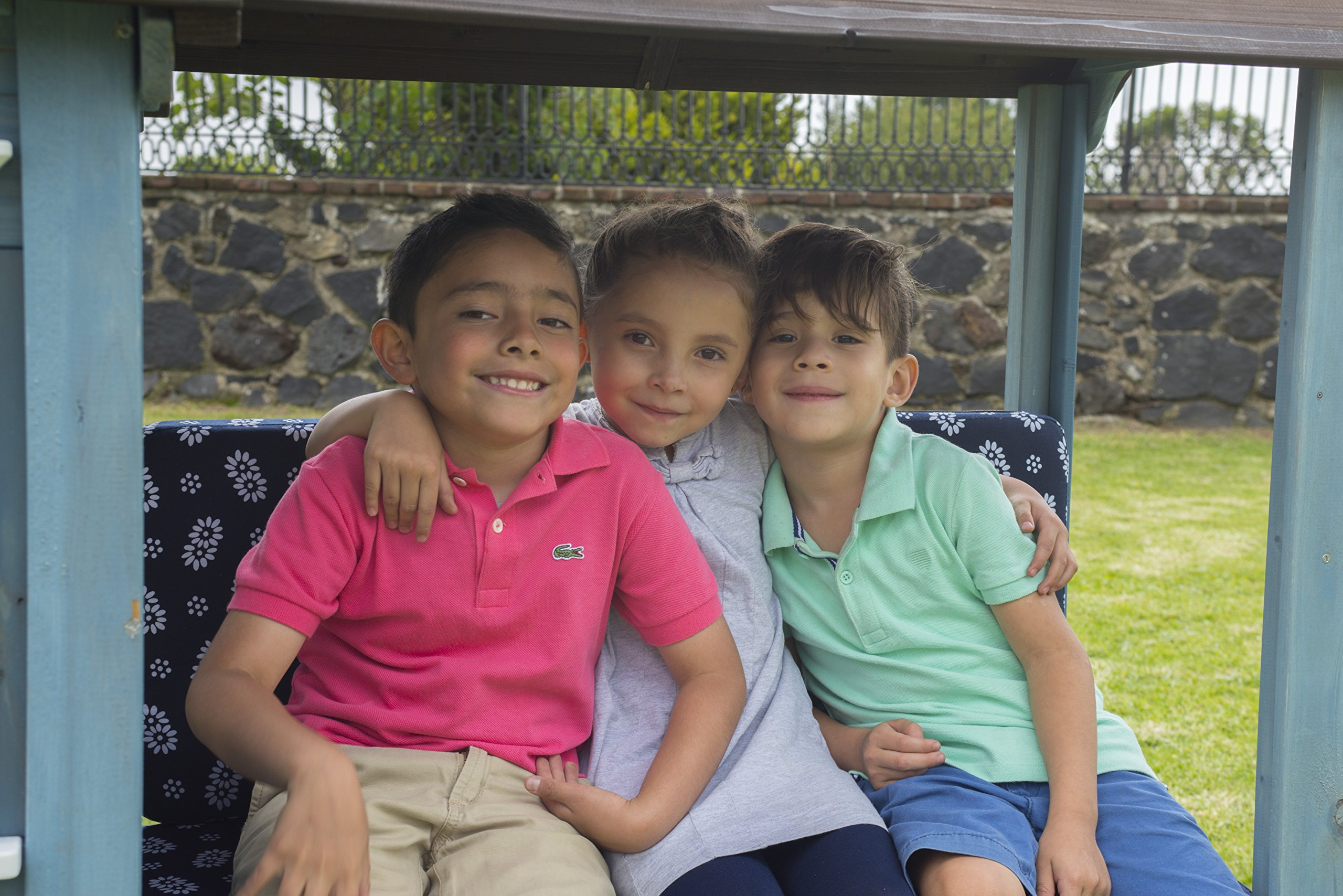 【Baby&Kids】Wooden Outdoor Playhouse with Bench, Blue, 83.6