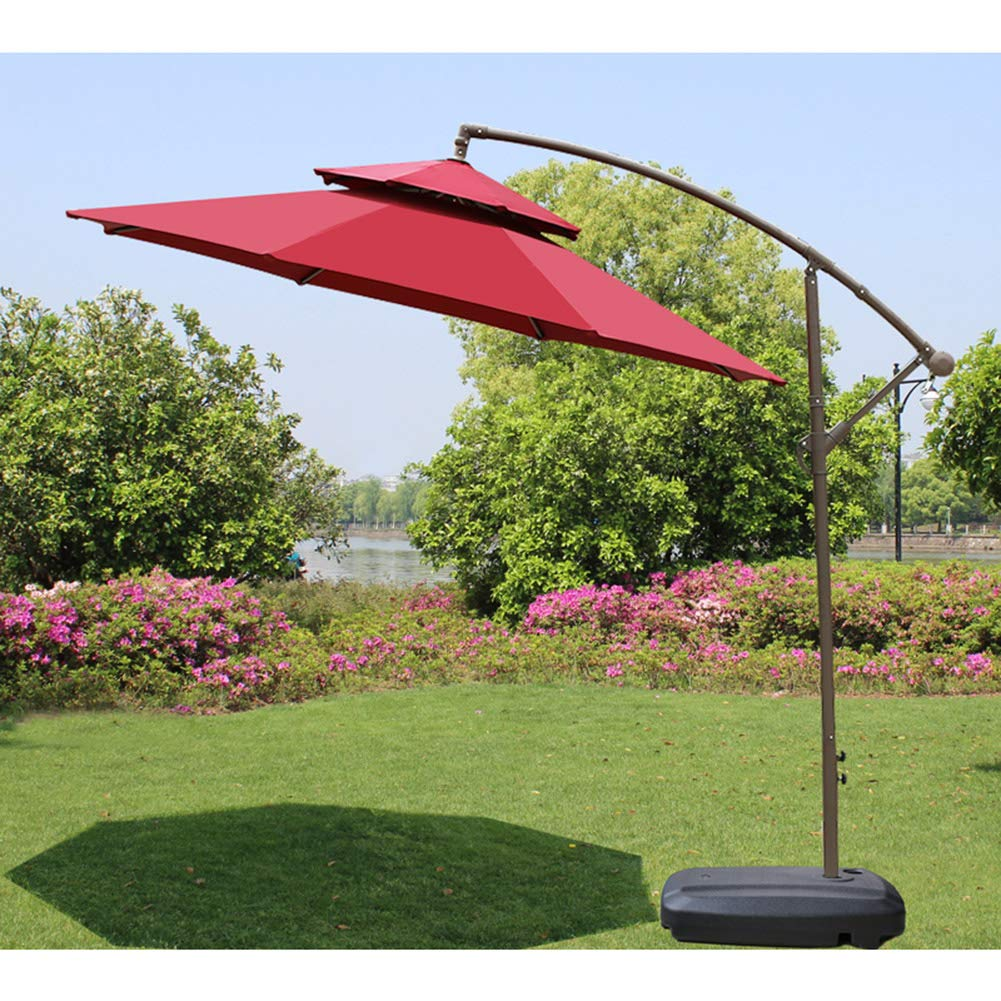 【Home&Garden】Patio Umbrella, 9Ft Cantilever Outdoor Terrace Hanging Umbrella, Stylish Double Top