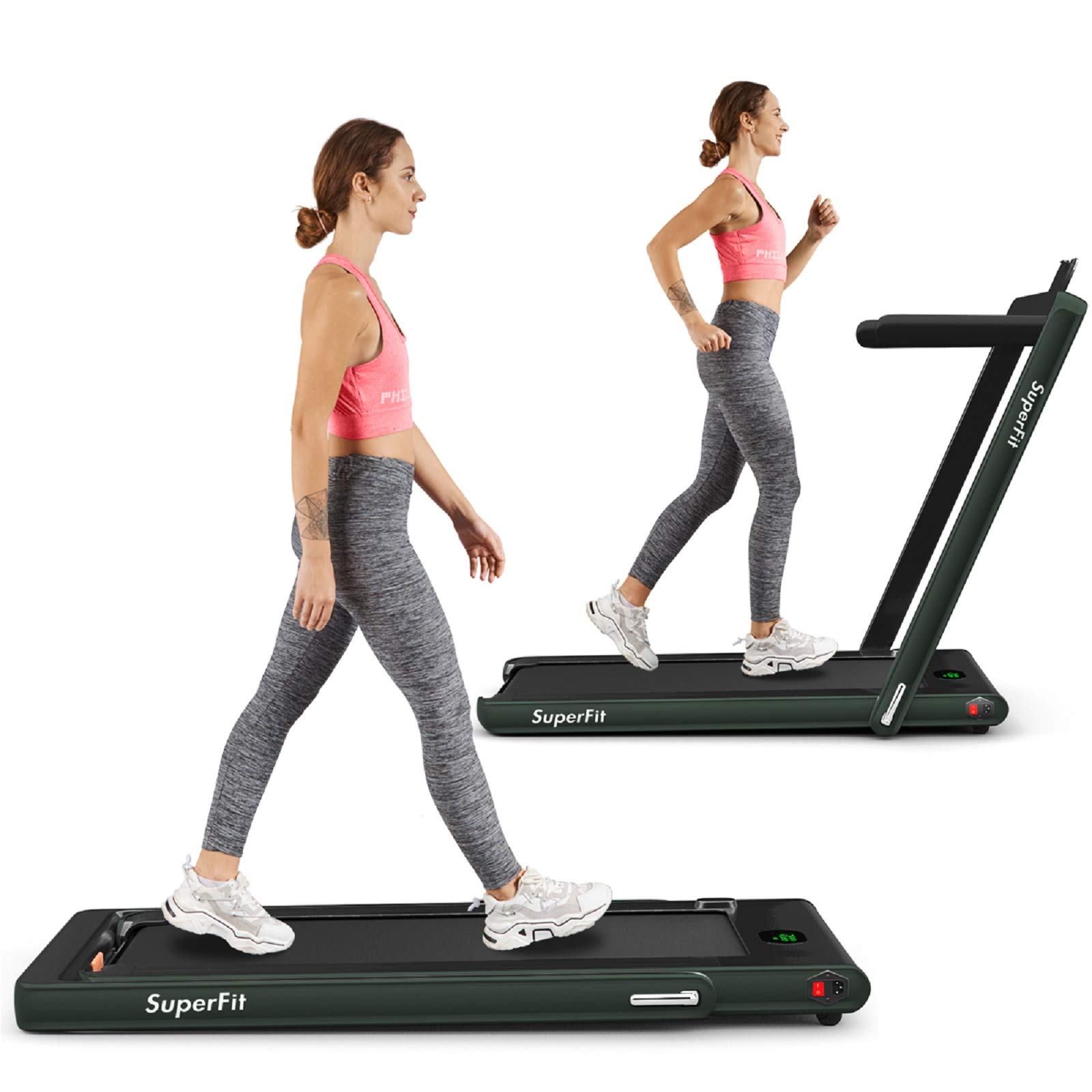 【Sports&Outdoors】2 in 1 Folding Treadmill, 2.25HP Superfit Under Desk Electric Treadmill, Installation-Fre《NO8》