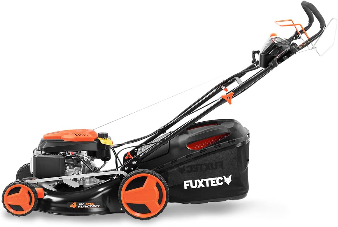 【Home&Garden】 RM5196eSPro 4-in-1 Petrol Lawnmower - 6 HP Flexible Self-Propelled & E-Start - 51 cm Cutting Width & Cutting Height Adjustment - Includes 60 L Grass Catcher Basket, Mulching Function & Side Extension