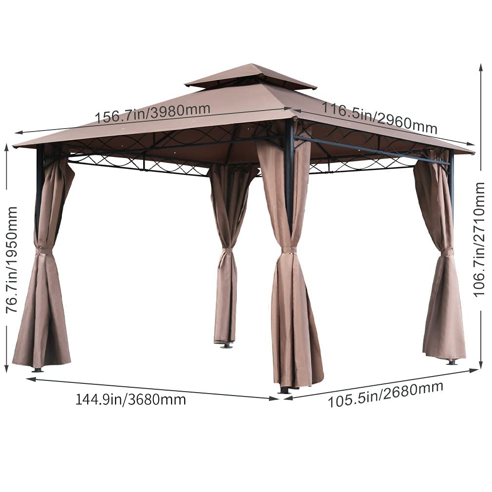 【Gazebo】10' X 13' outdoor BBQ terrace, large pavilion with party tent