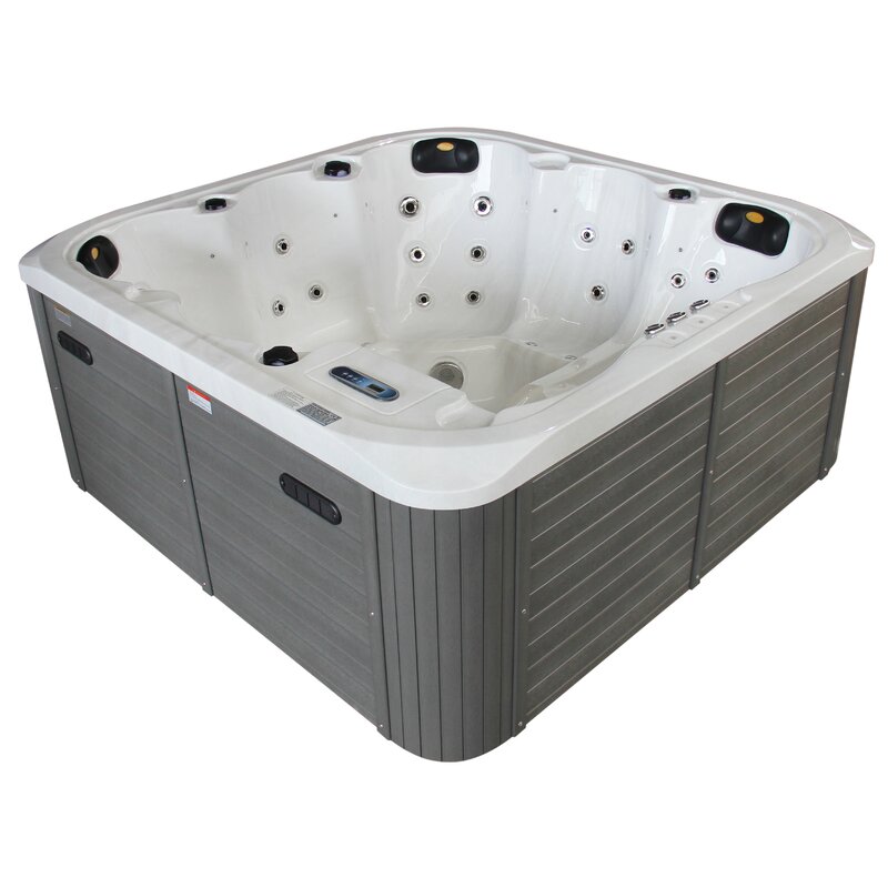 【Sports&Outdoors】Sol 72 Outdoor™ Aire 6 - Person 54 - Jet Acrylic Square Hot Tub with Ozonator in Gray