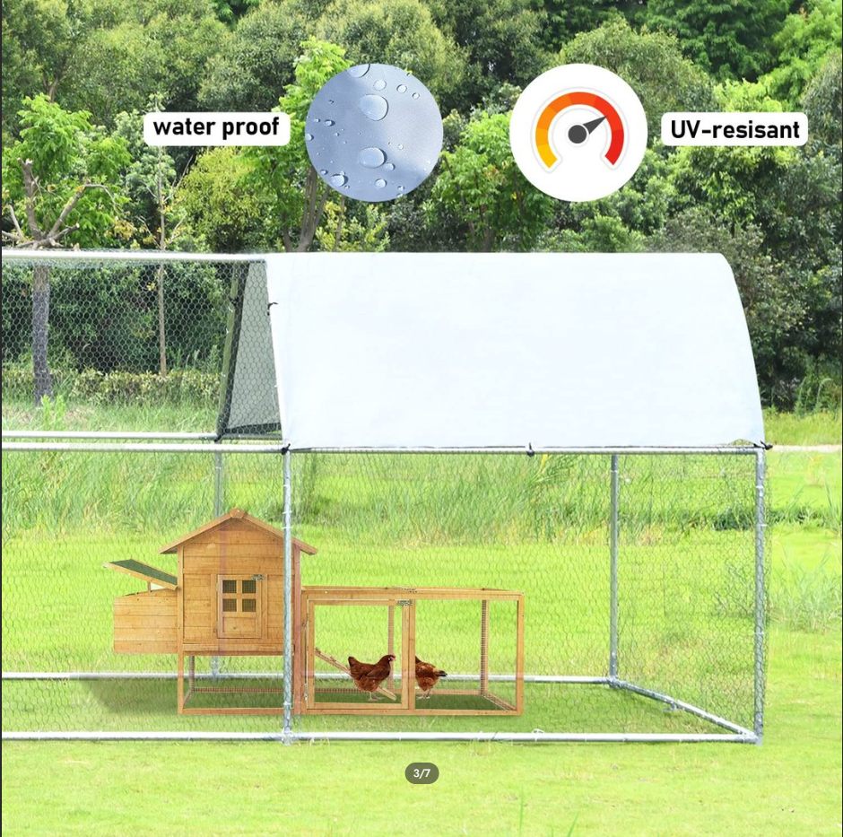 【Home&Garden】Large Metal Chicken Coop Run Walk-in Poultry Cage Chicken Runs