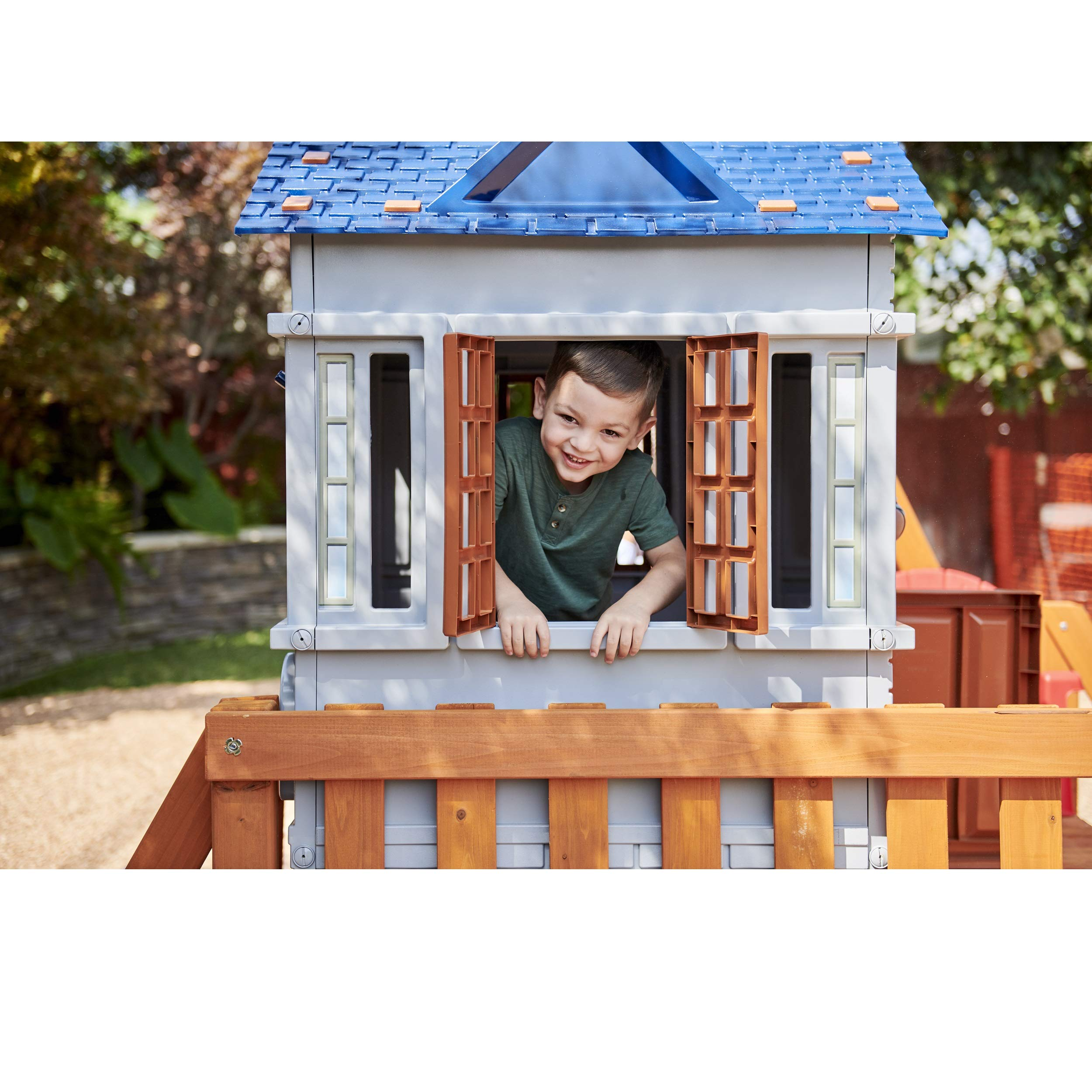 【Baby&Kids】Chipmunk Cottage Outdoor Wooden Backyard Playset with Swing Set and Playhouse for Kids
