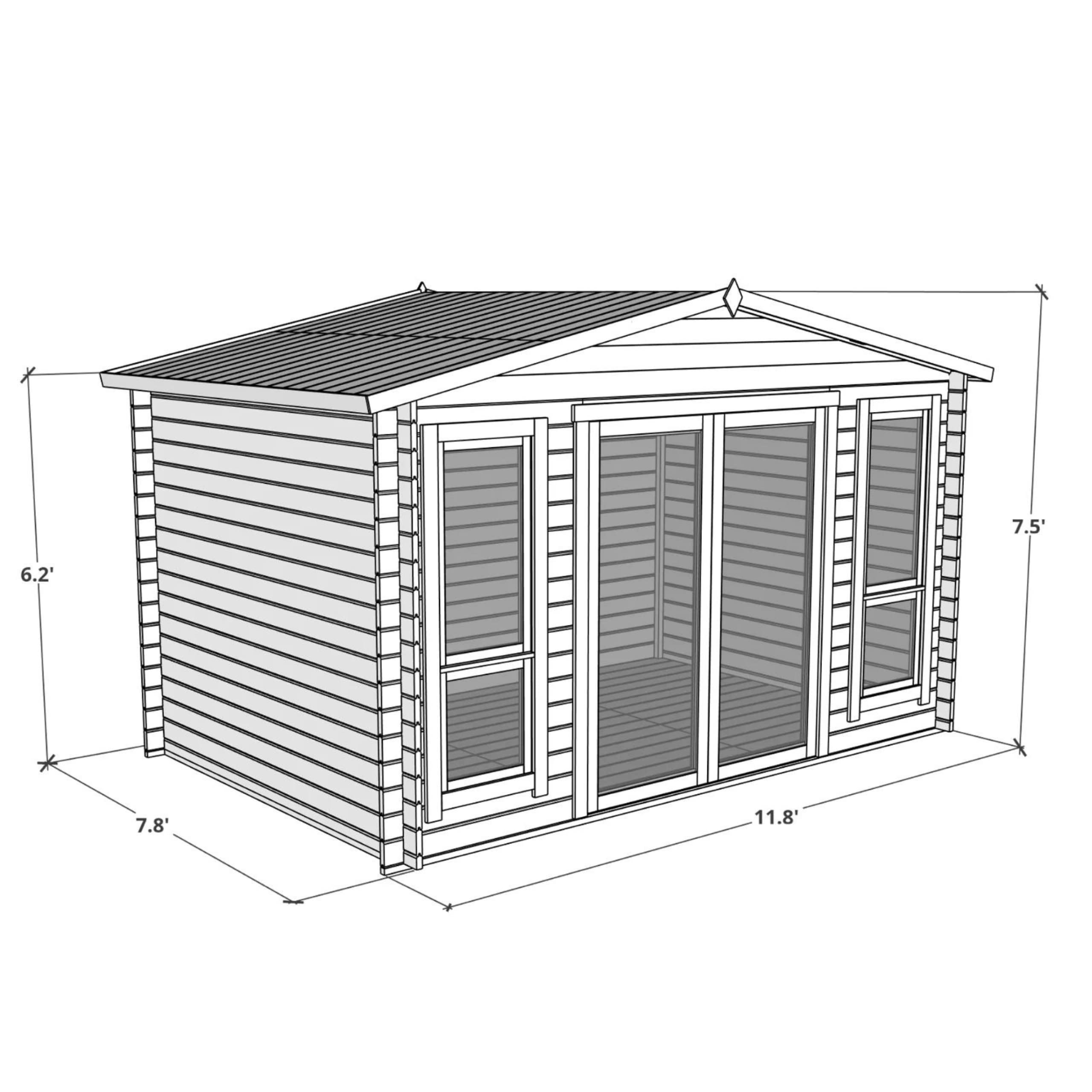 【Home&Garden】Log Cabin Summerhouse Garden Bar Room Apex Wooden Summer House Studio Home Office