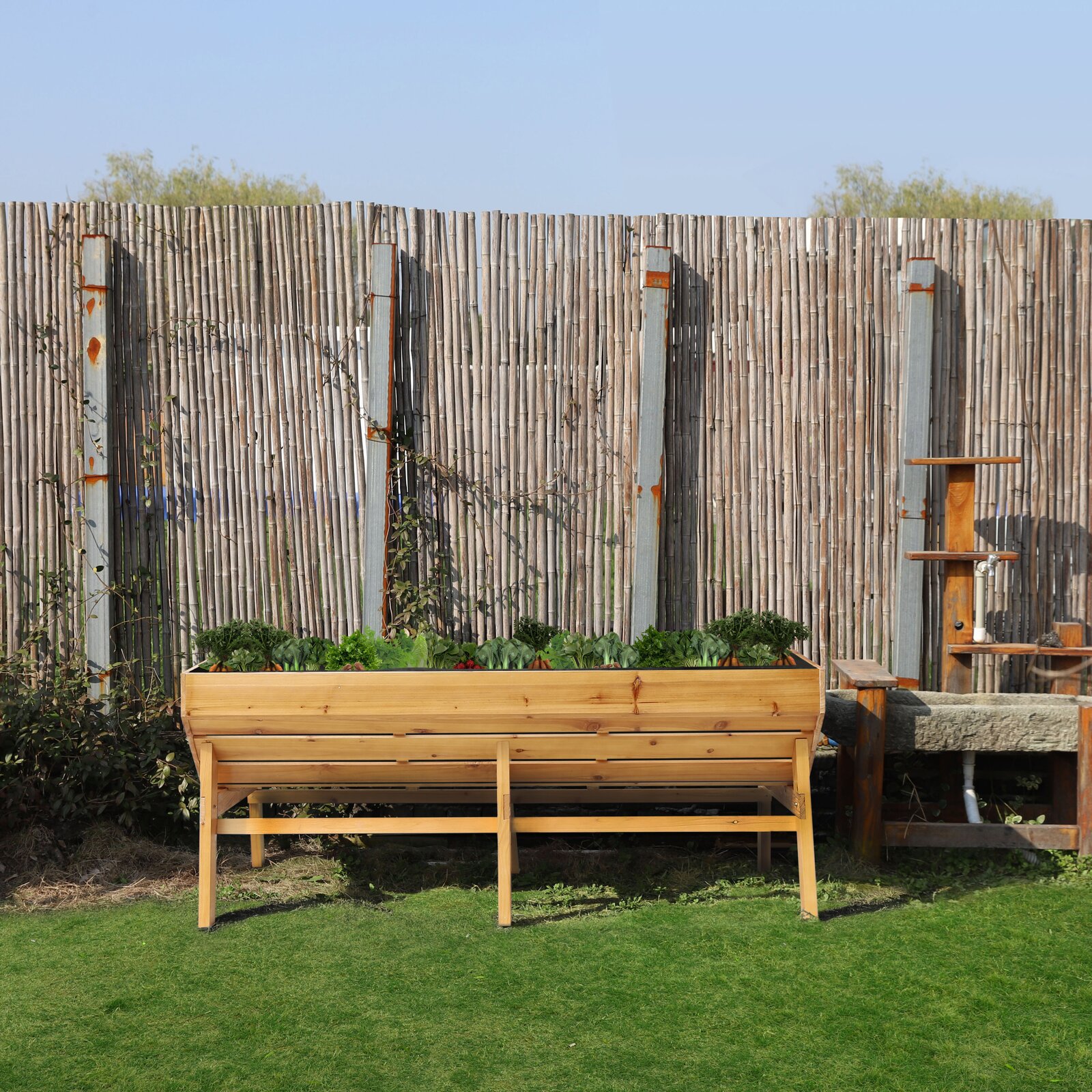 【Home&Garden】Longley Guarani Wood Elevated Planter