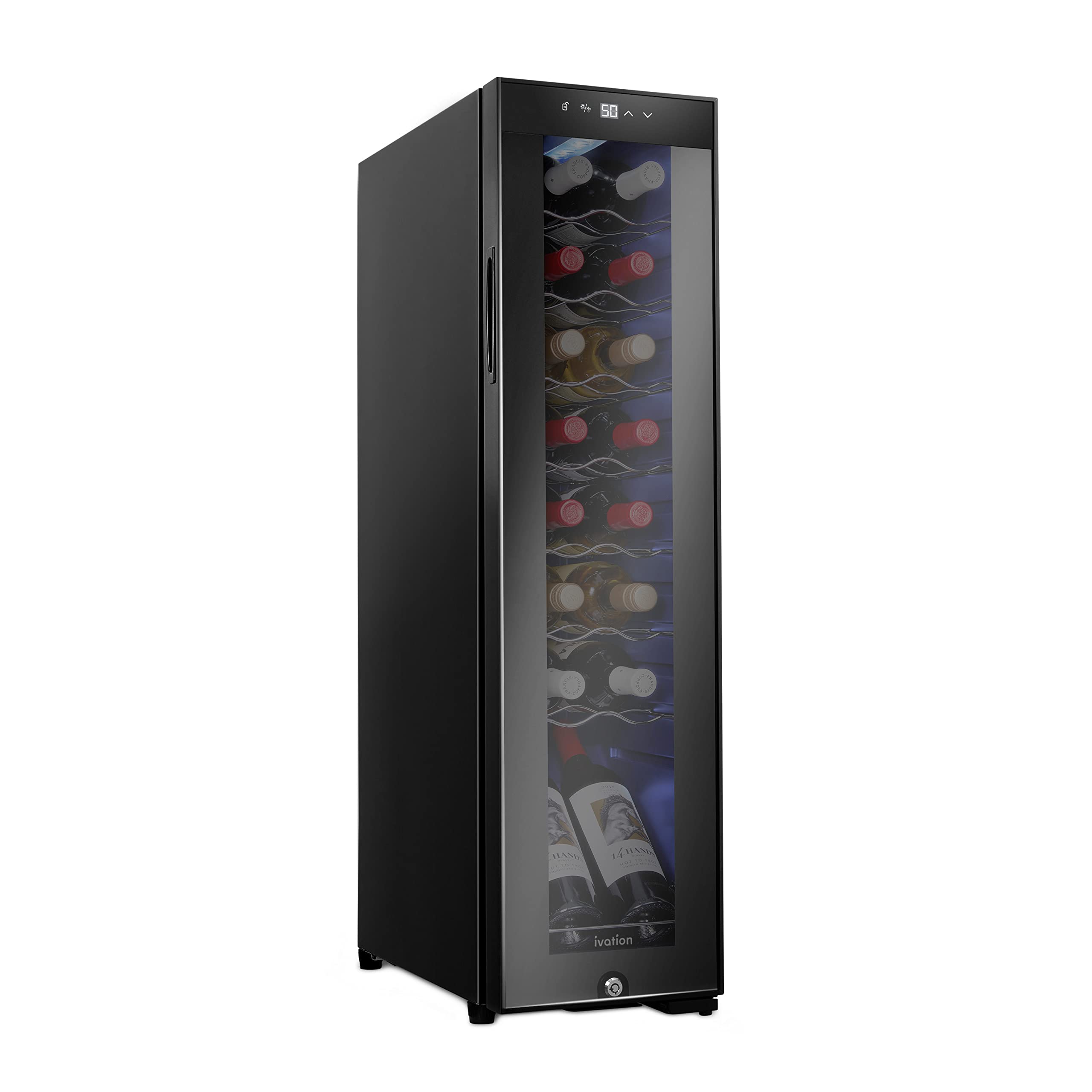 【Appliances】Ivation 12 Bottle Compressor Wine Cooler Refrigerator w/Lock, Large Freestanding Wine Cellar
