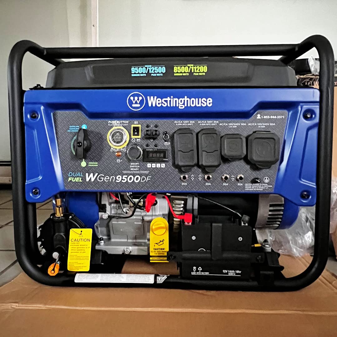 【Appliances】12500 Watt Dual Fuel Home Backup Portable Generator, Remote Electric Start, Transfer Switch Ready