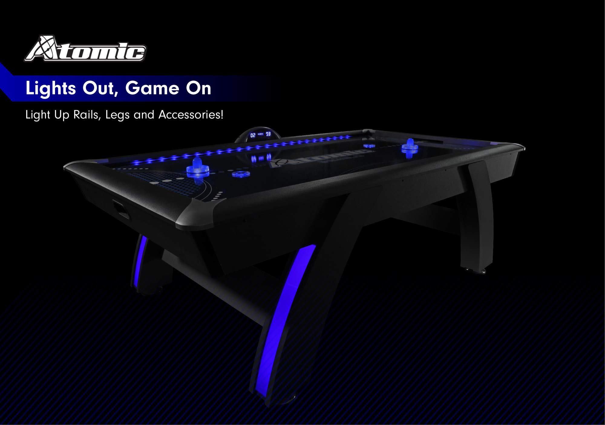 【Sports&Outdoors】7.5 ft LED Light UP Arcade Air Powered Hockey Tables - Includes Light UP Pucks & Pushers