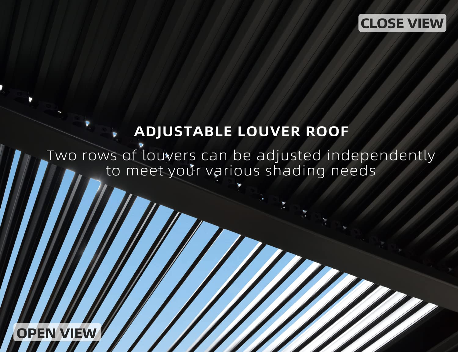 【Home&Garden】Outdoor Louvered Pergola 10'x13' Adjustable Metal Roof Hardtop Gazebo