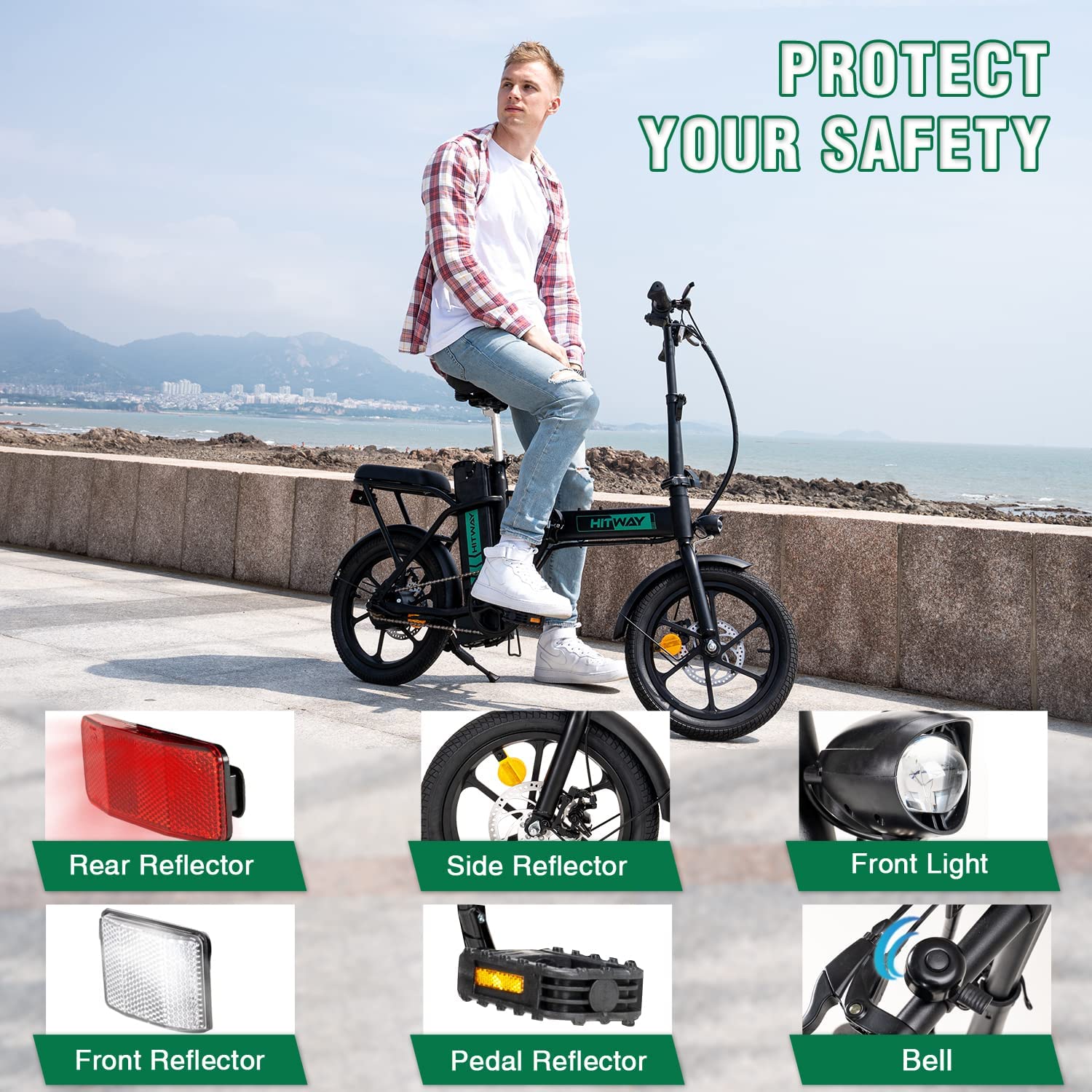 Electric Bike E-Bike Foldable City Bikes 8.4h Battery, 250W Motor