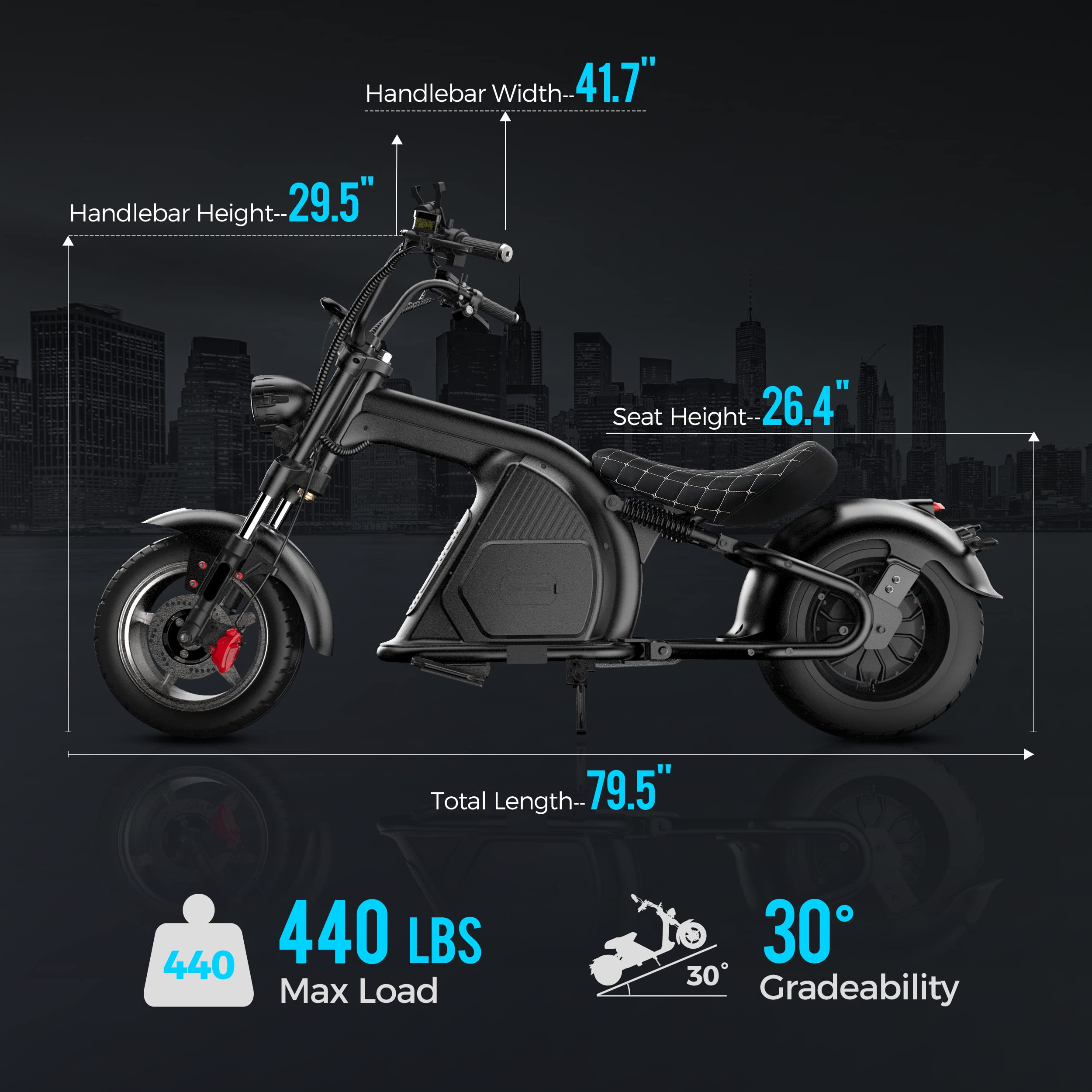 【Sports&Outdoors】Eahora M8 2000W 37MPH Electric Moped for Adults Street Legal, 60V 30Ah