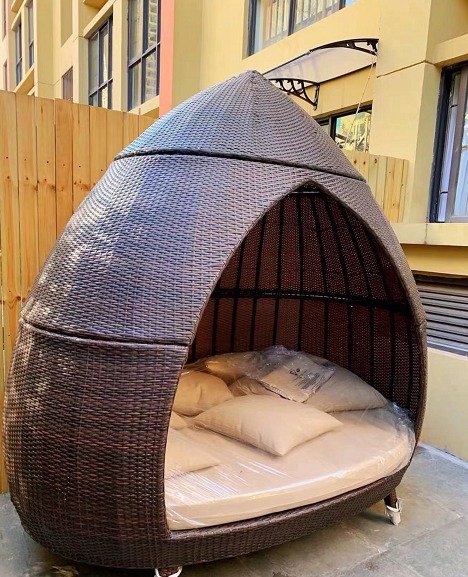 【Home&Garden】Vacation beach bed rattan bed terrace sun bed outdoor leisure birdcage sofa outdoor