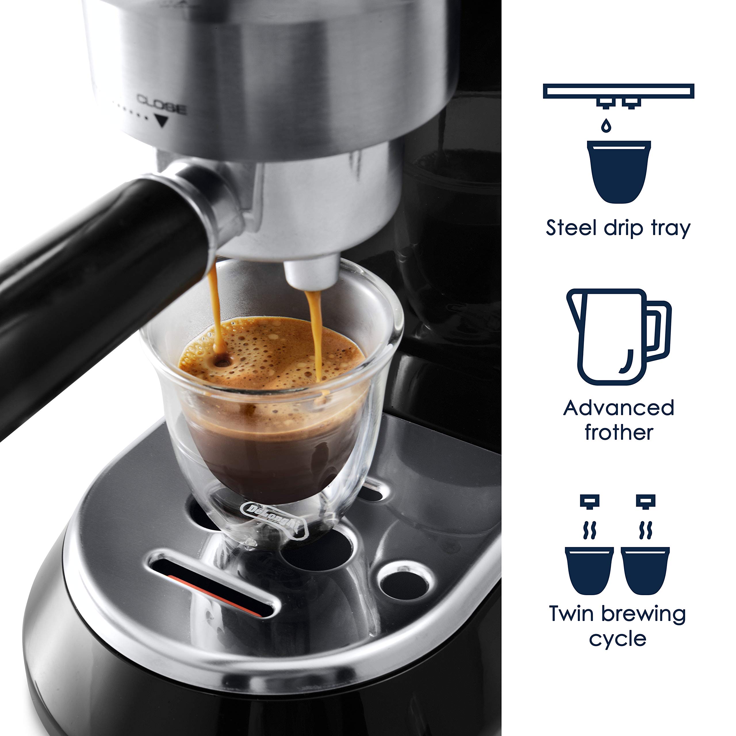【Appliances】15 Bar Stainless Steel Slim Espresso & Cappuccino Machine,Advanced Cappuccino System