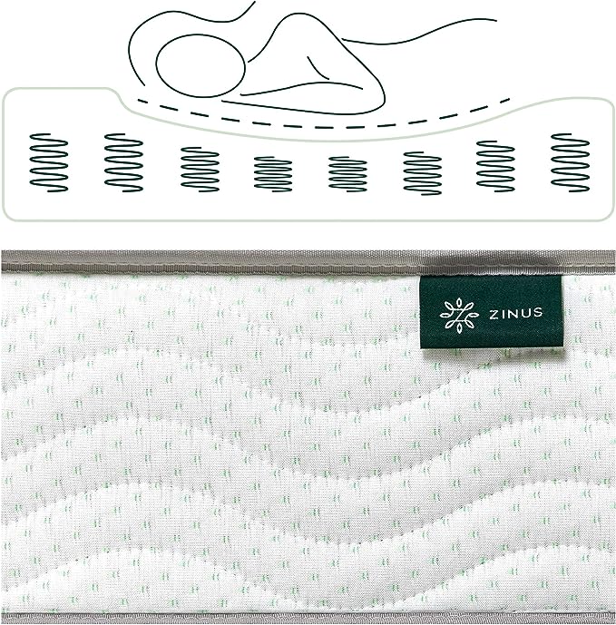Zinus 6 Inch Foam and Spring Mattress / CertiPUR-US Certified Foams / Mattress-in-a-Box, Narrow Twin, White