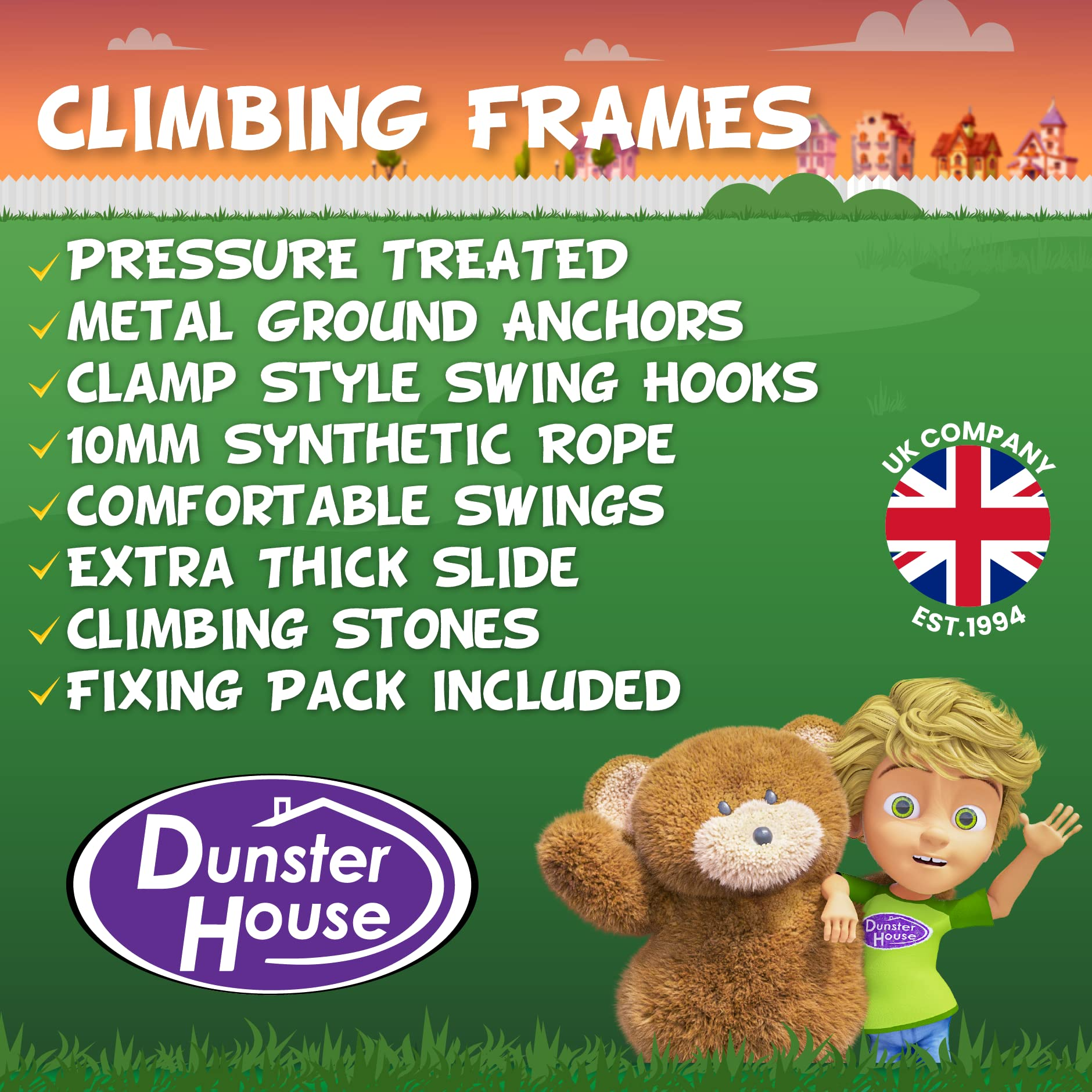 【Sports&Outdoors】Wooden Playhouse Climbing Frame Childrens Outdoor Play Tower Monkey Bar Swing Set