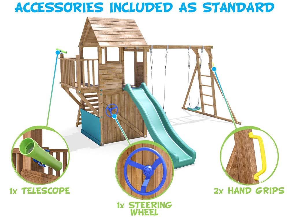 【Sports&Outdoors】Wooden Playhouse Climbing Frame Childrens Outdoor Play Tower Monkey Bar Swing Set