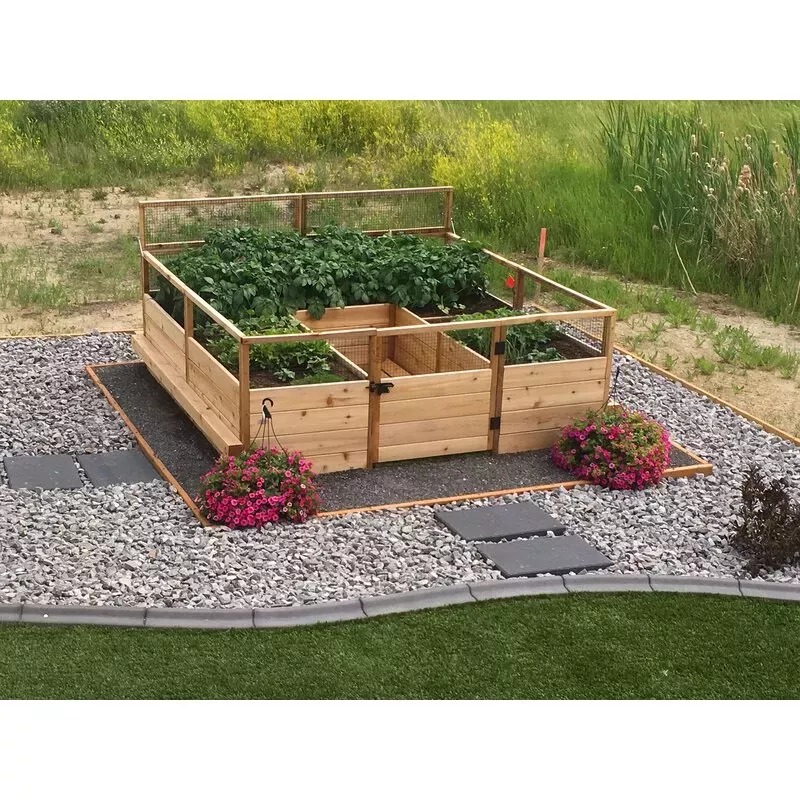 【Home&Garden】7.5' x 8' Wood Frame Garden Bed For Sale