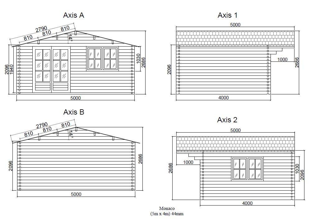 【Home&Garden】Log cabin MONACO Plus 5x4 m (20m²), 44mm