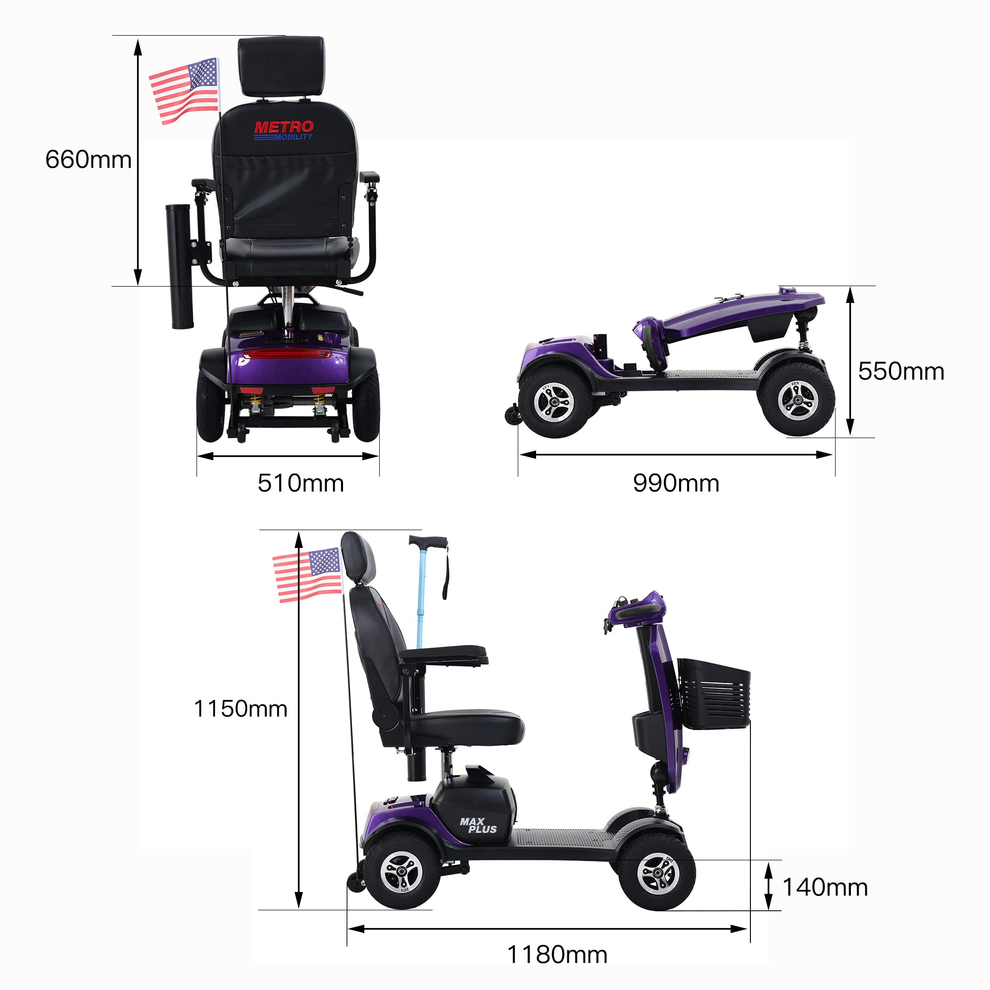 【Sports&Outdoors】Electric Mobility Scooter for Adults Wheelchair Device for Travel, Elderly
