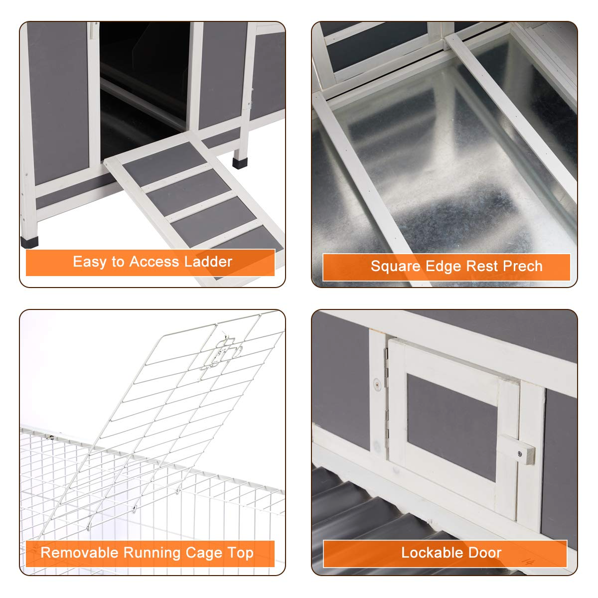 【Pet】88 Large Wooden Chicken Coop Hen House, Outdoor Yard Poultry Pet Hutch with Nesting Box