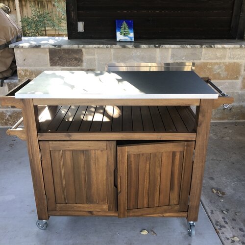 【Home&Garden】Amagansett Sand & Stable Bar Cart with Solid Wood Outer Material