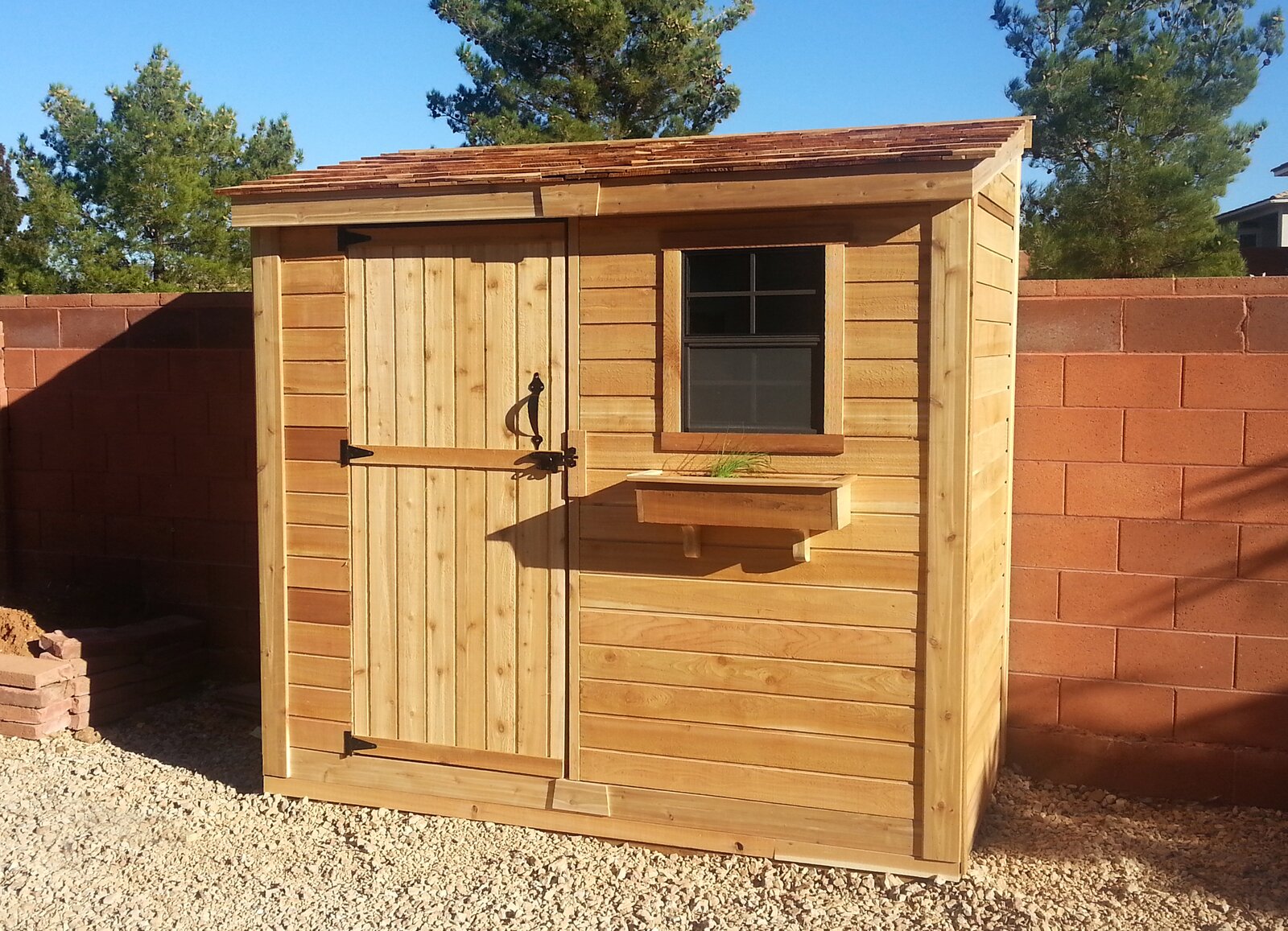 【Storage Shed】8x4 ft Single Door Cedar Wood Storage Shed