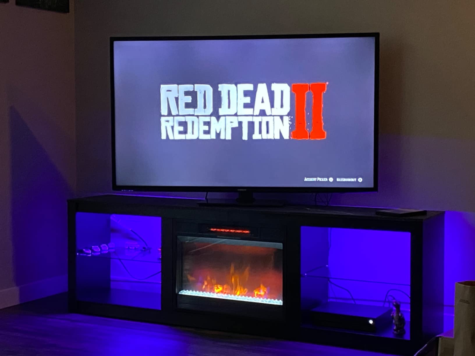 【Furniture】Fireplace TV Stand for 75 inch TV with 23 inch Electric Fireplace, 70 inch Entertainment Center