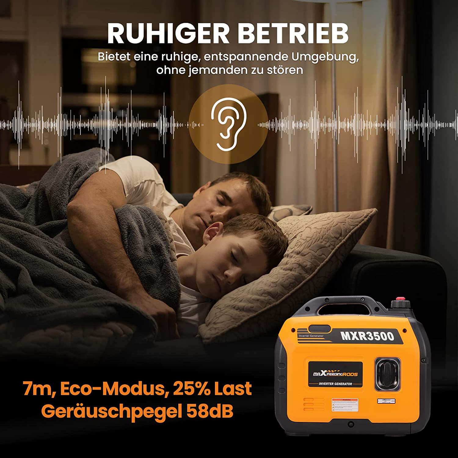 maXpeedingrods Inverter Power Generator 3300 W Petrol 4 Stroke with USB and 230 V Sockets Super Quiet and Lightweight as Emergency Generator for Camping Travel Garage Caravan Construction Site