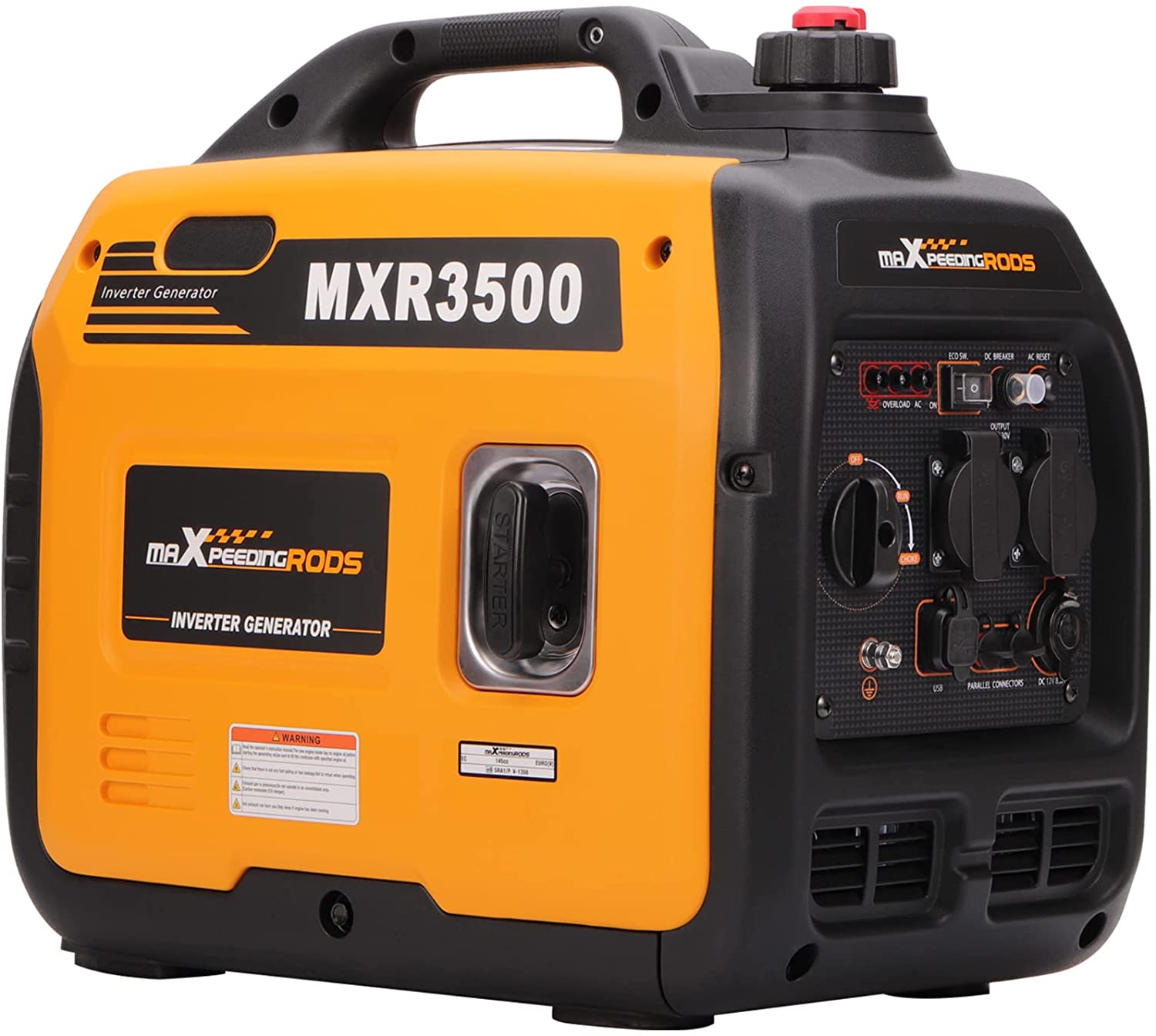 maXpeedingrods Inverter Power Generator 3300 W Petrol 4 Stroke with USB and 230 V Sockets Super Quiet and Lightweight as Emergency Generator for Camping Travel Garage Caravan Construction Site