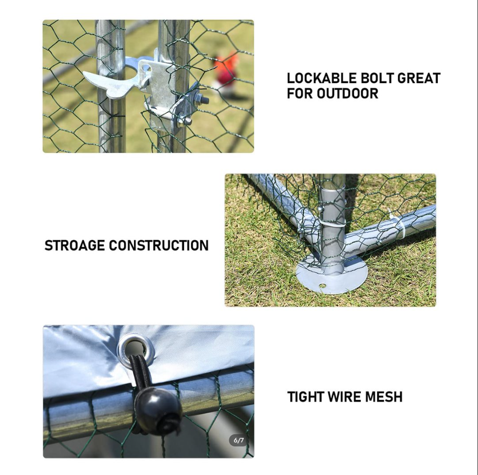 【Home&Garden】Large Metal Chicken Coop Run Walk-in Poultry Cage Chicken Runs