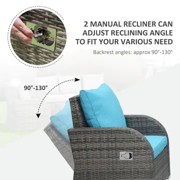 6 Pieces Patio Wicker Sofa Sets, Outdoor Sectional Furniture Set, Include 3-Seat Sofa