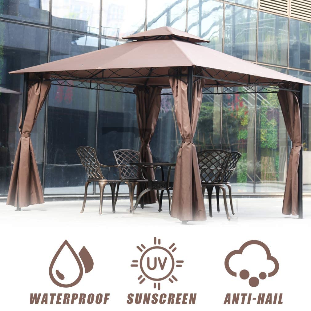 【Gazebo】10' X 13' outdoor BBQ terrace, large pavilion with party tent