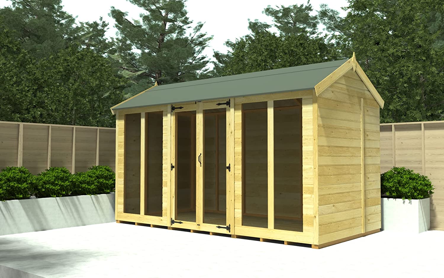 【Home&Garden】12x6 Apex Summer Shed Double Doors Garden Building