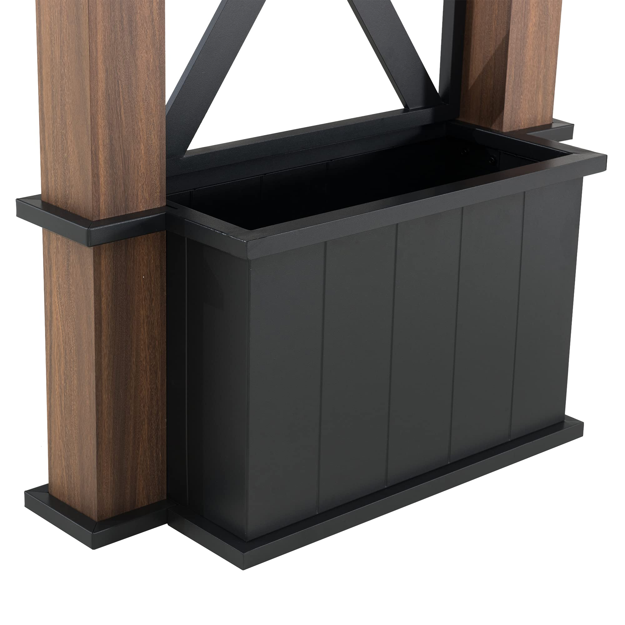 【Gazebo】13x15 Outdoor Steel Hardtop Gazebo with Planters & Ceiling Hook for Patio, Garden & Backyard Activities