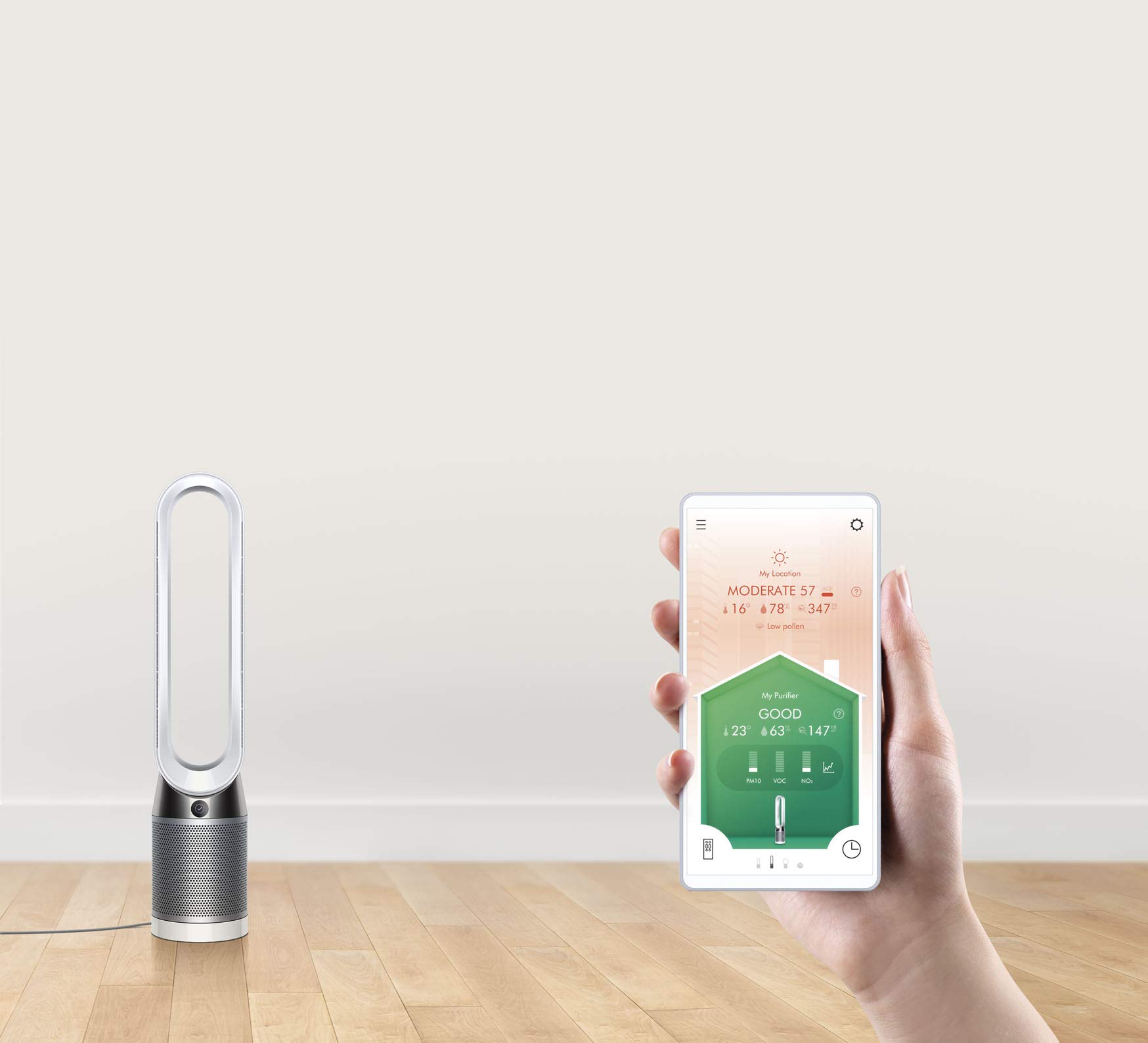 【Appliances】Air Purifier & Tower Fan,WiFi-Enabled, Automatically Removes Allergens Pollutants Dust