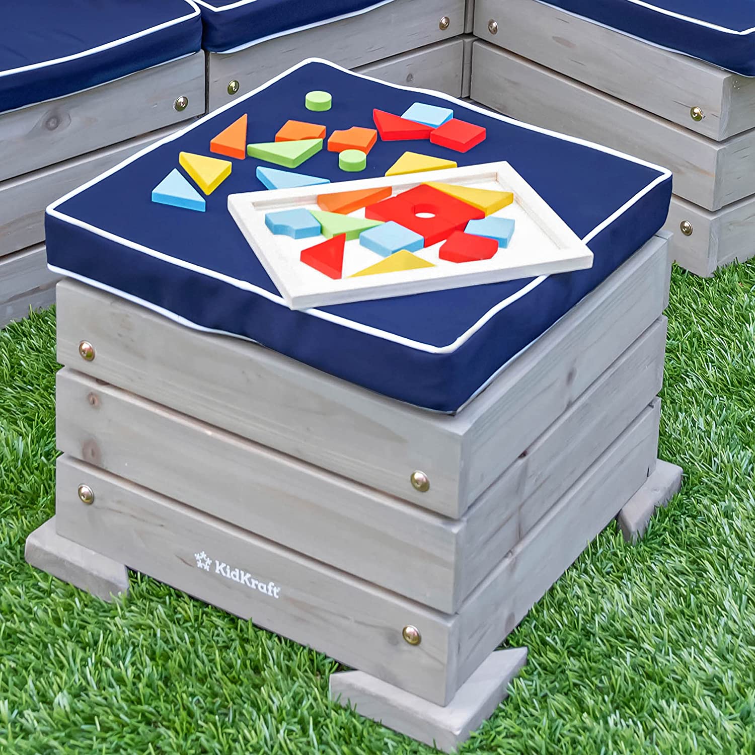 【Furniture】KidKraft 534 Double chaise longue avec porte-gobelets - Expresso et écru - en bois , Meuble de jardin pour enfant, 3-6 Ans