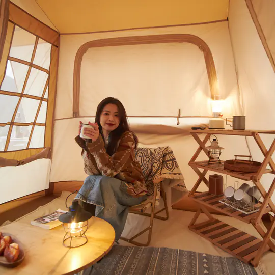 【Sports&Outdoors】Large Luxury Pyramid Family Tent Camping 5-8 Person Thick Vinyl Rainproof Windproof Fabric Hiking Tent