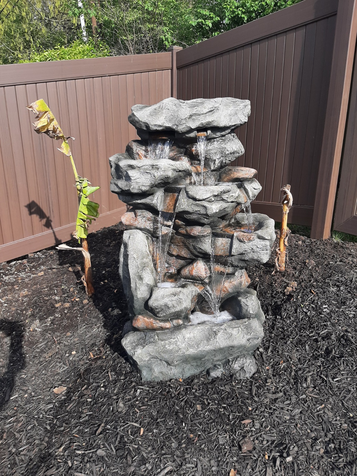 【Décor】Rainforest Rock Tiered LED Lights Floor Fountain, 33