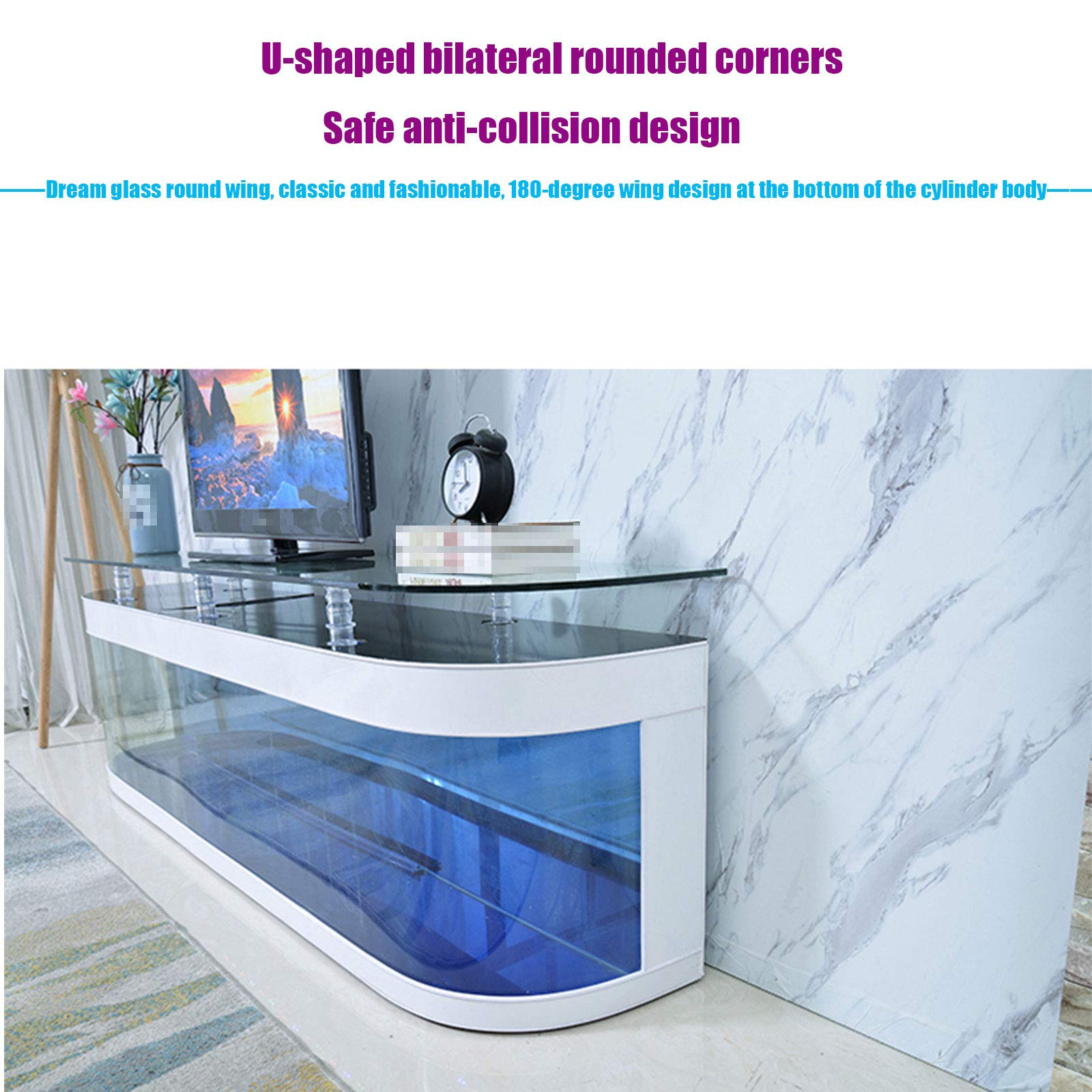 【Pet】Living Room Background Wall TV Cabinet Ecological Fish Tank Square Aquarium Glass Coffee Table