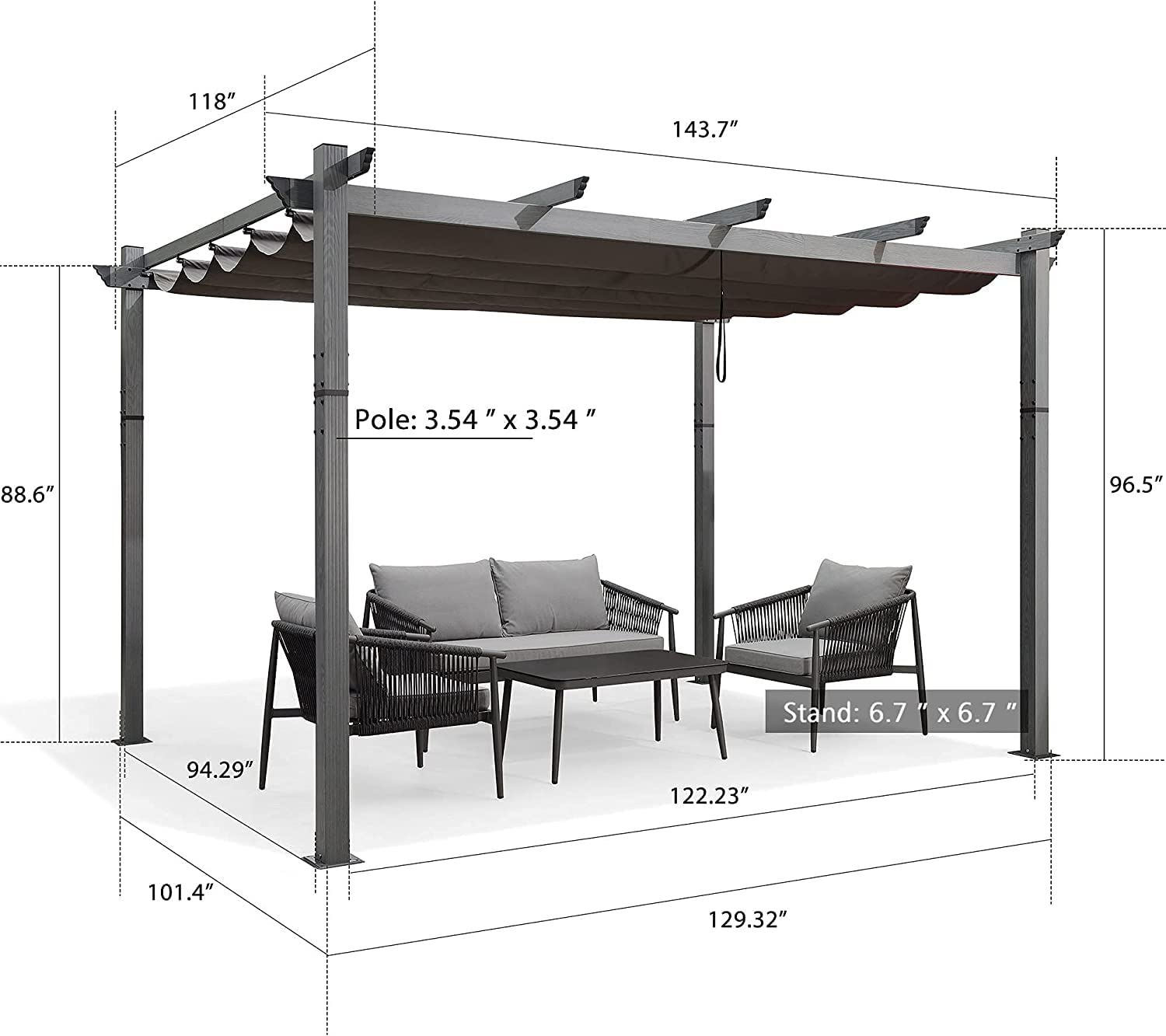 【Gazebo】10' X 12' outdoor retractable pergola，Modern Yard Grape Trellis PergolaGazebo