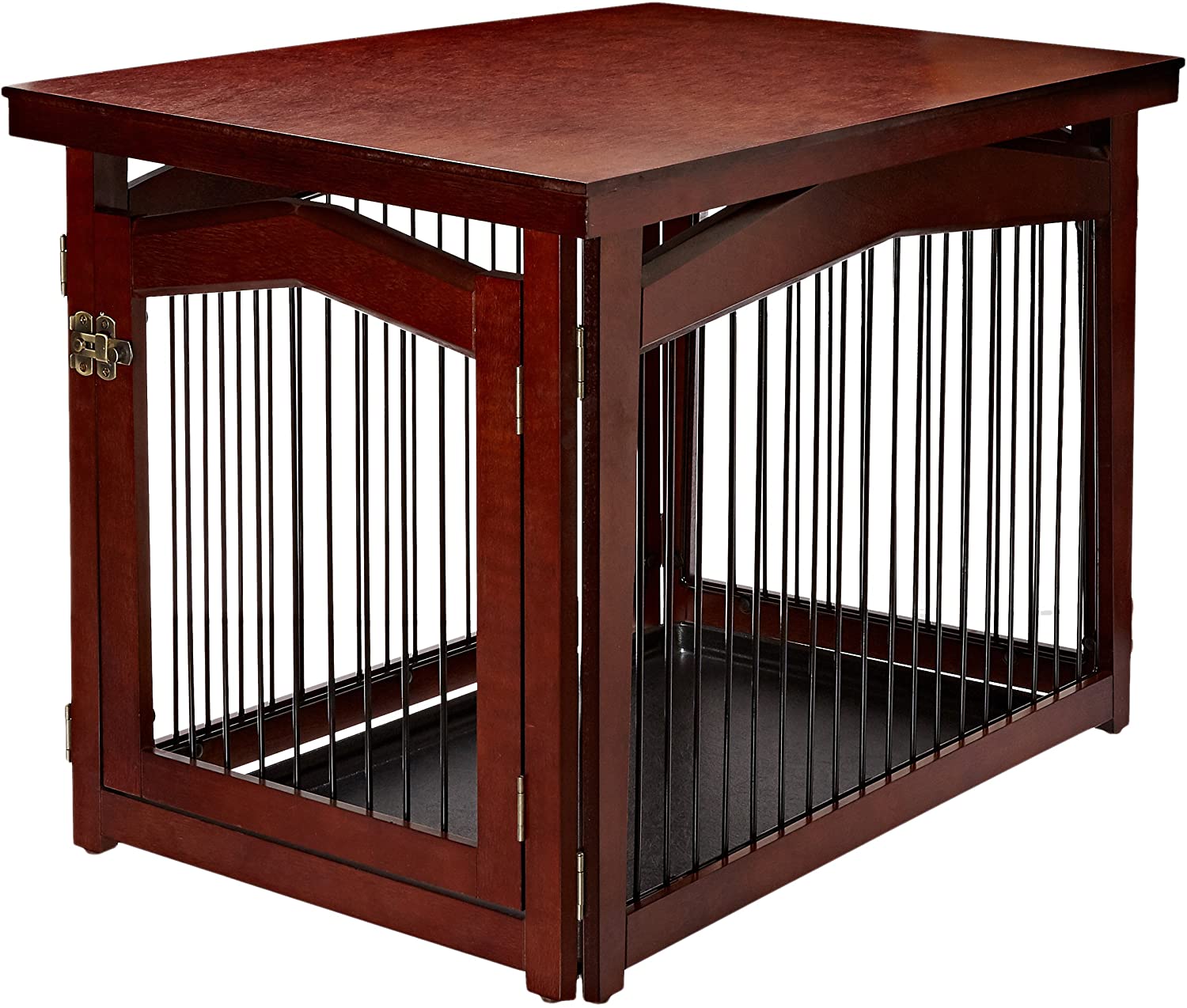 【Home&Garden】2-in-1 Configurable Pet Crate and Gate, Brown, Large