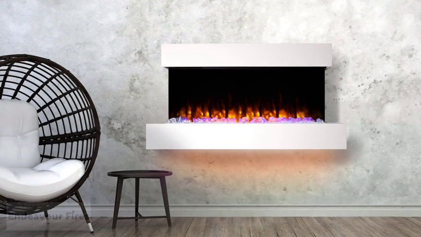 【Home Improvement】Endeavour Fires Runswick Wall Mounted Electric Fireplace with an Off White Mantel & Plinth