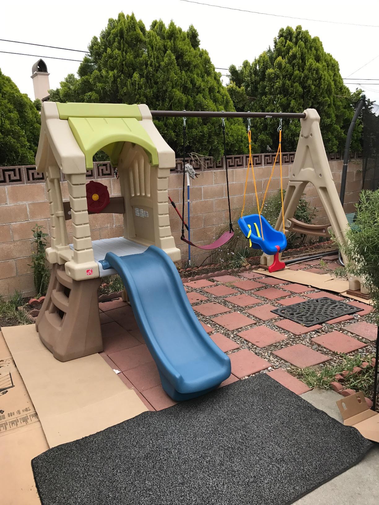 【Baby&Kids】Play Up Gym Set, Kids Outdoor Swing Set with Slide, Plastic Play Set with Swings