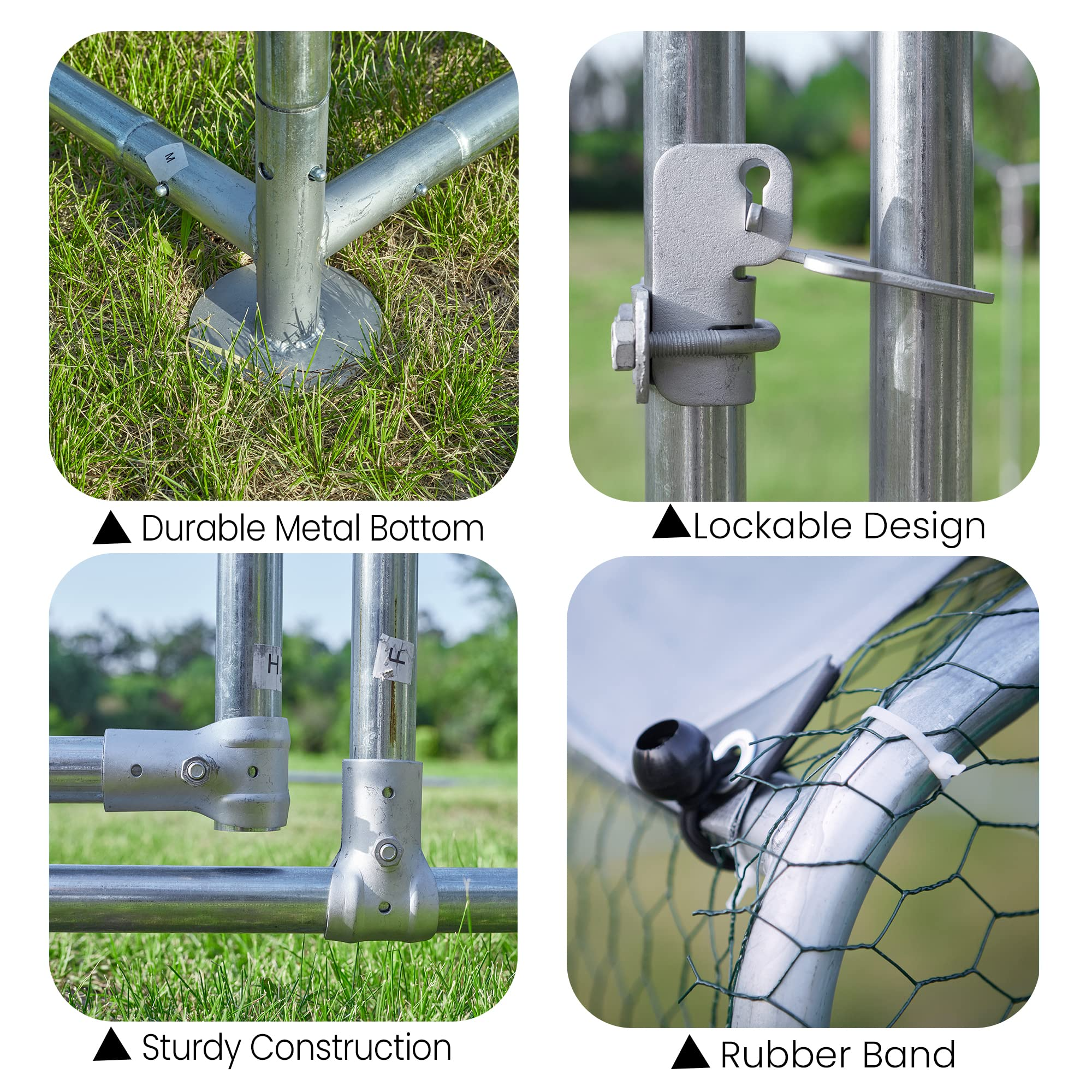 【Home&Garden】Large Metal Chicken Coops for 10 Chickens for Protection & Exercise Space, Walk-in Poultry Cage