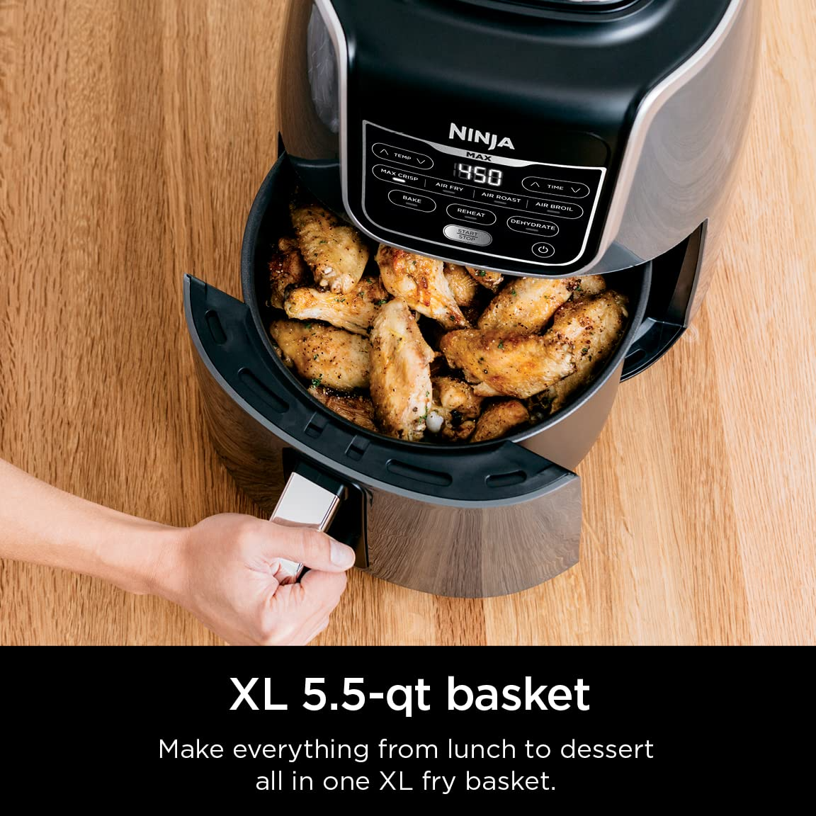 Ninja AF161 Max XL Air Fryer that Cooks, Crisps, Roasts, Bakes, Reheats & Dehydrates, 5.5 Quart