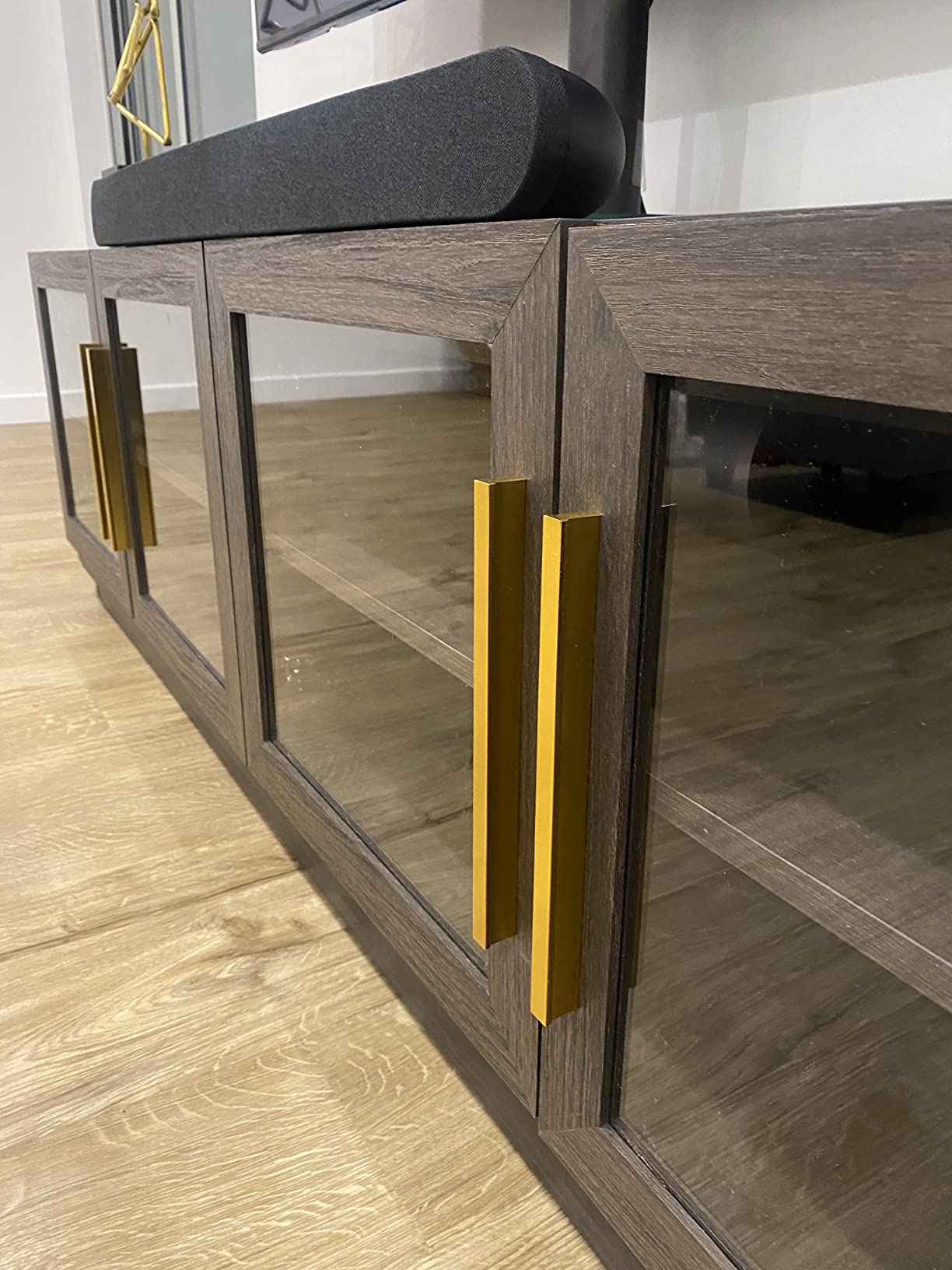 【Furniture】Sideboard Buffet Cabinet, Modern Wood Glass-Buffet-Sideboard with Storage, Console Table