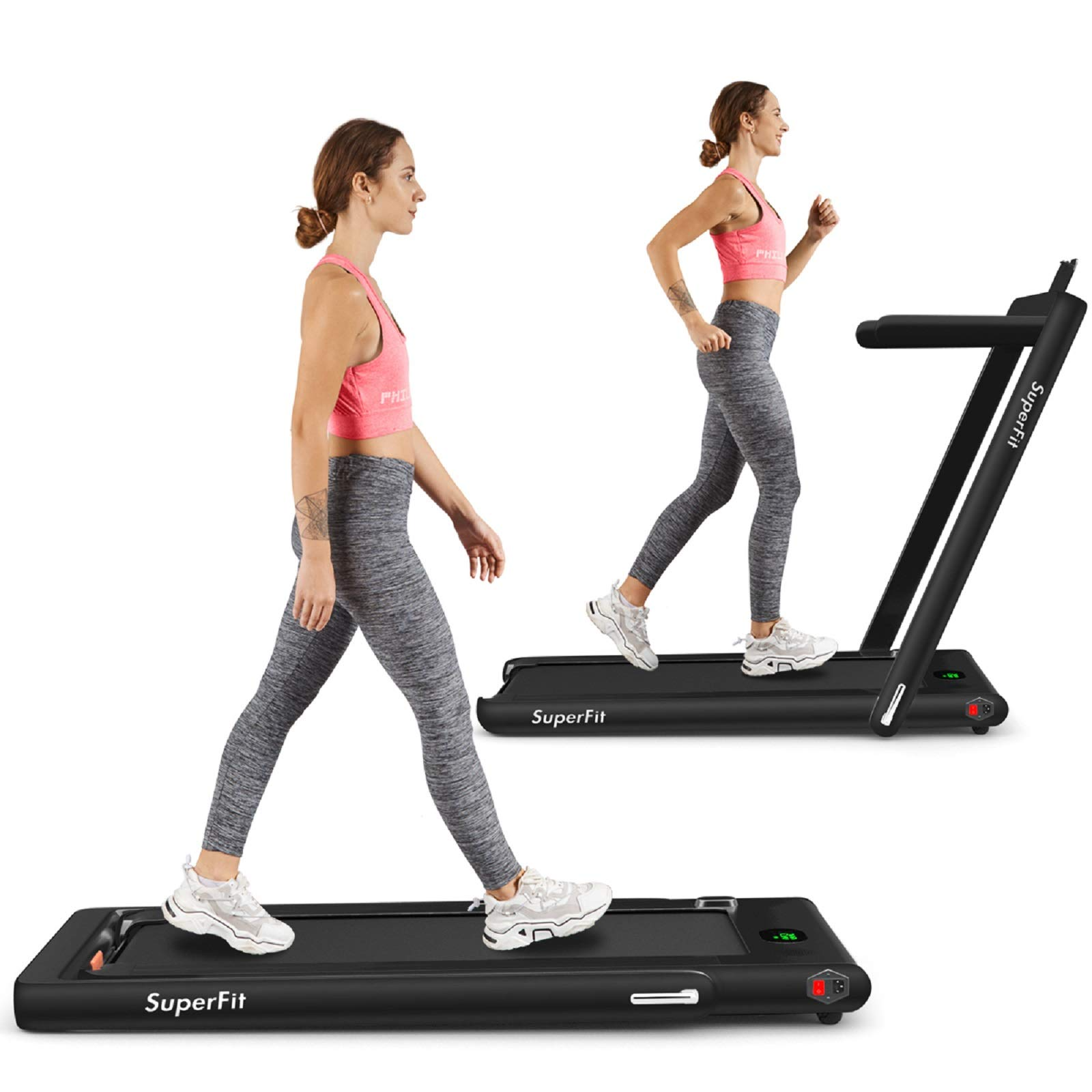 【Sports&Outdoors】2 in 1 Folding Treadmill, 2.25HP Superfit Under Desk Electric Treadmill, Installation-Fre《NO8》