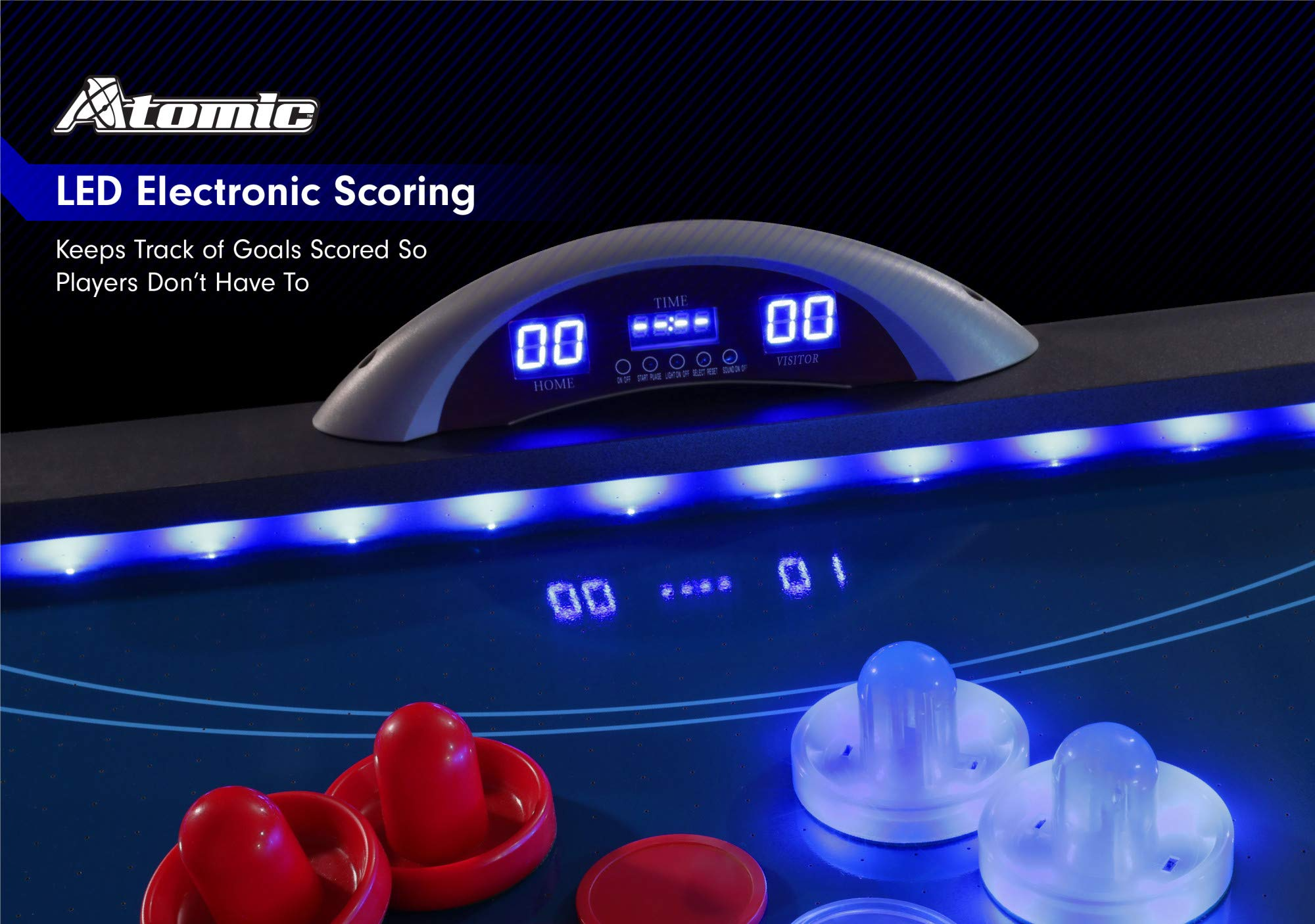【Sports&Outdoors】7.5 ft LED Light UP Arcade Air Powered Hockey Tables - Includes Light UP Pucks & Pushers